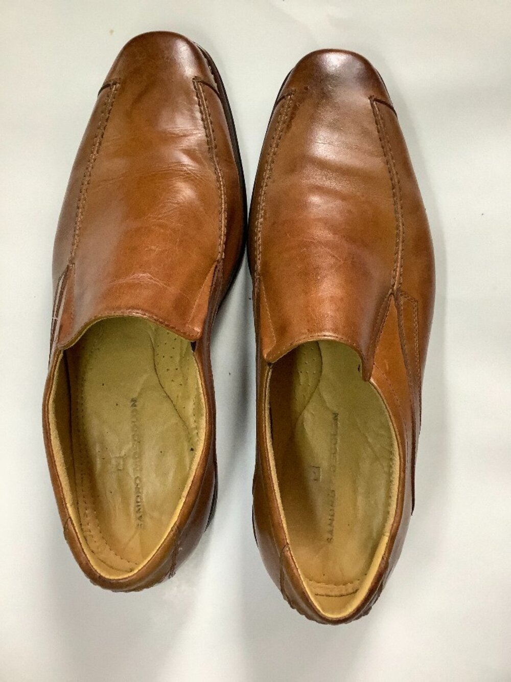Sandro Moscoloni genuine leather slip-on dress loafers in a classic cognac brown